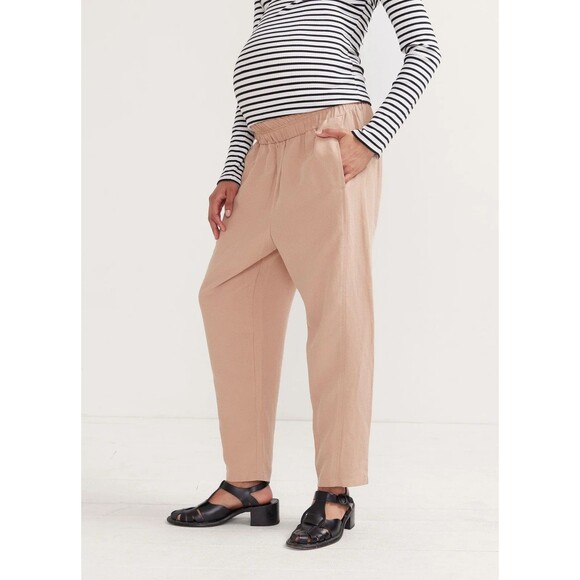 Hatch Collection The Asher Tencel Linen Straight Taper Pant Size 2 In Sandstone - Picture 1 of 1